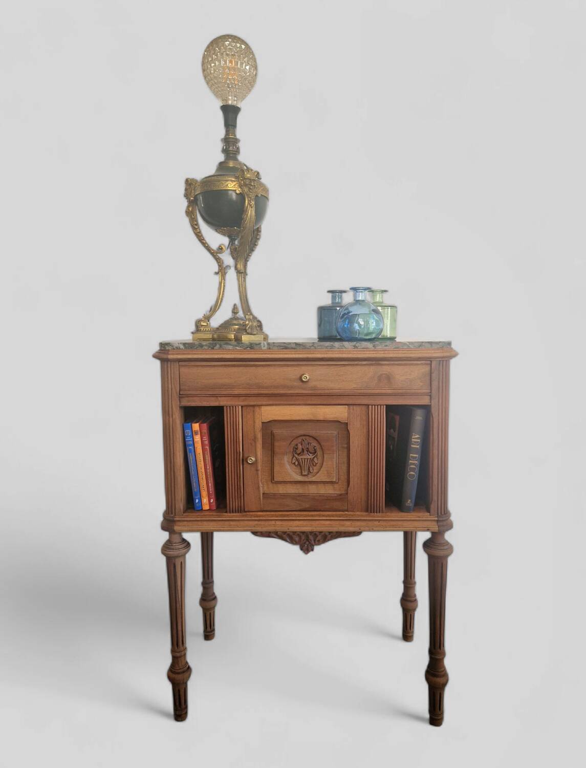 Walnut and green marble sideboard – Louis XVI style – Early 19th century