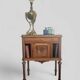 Occasional table in walnut and green marble, Louis XVI style, early 20th century.