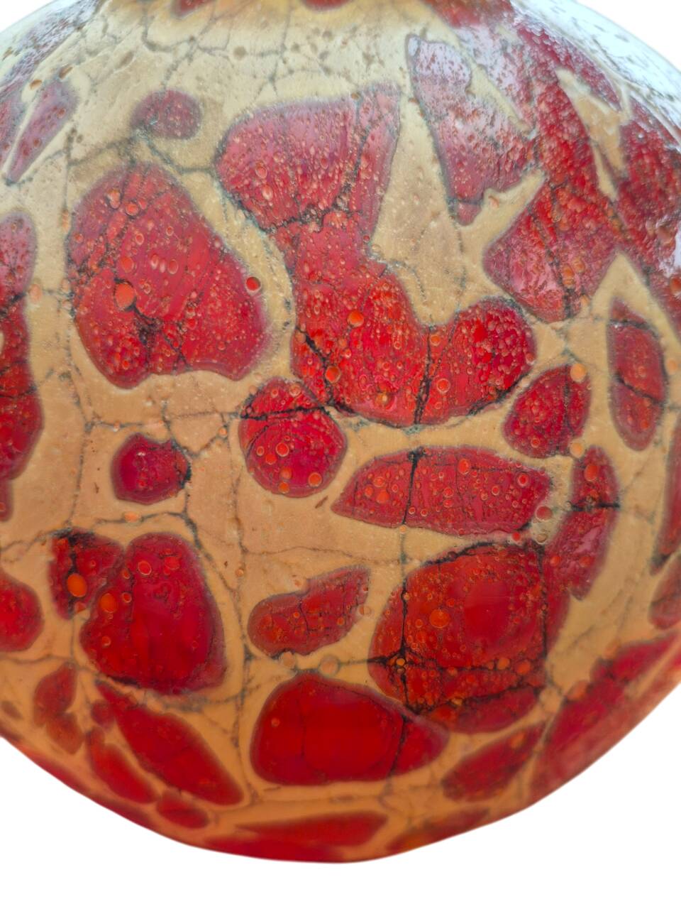 Red and brown glass ball vase, France 1930