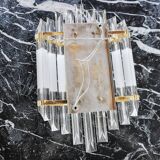 Venini wall lamp, murano triedri glass, italy, 1970