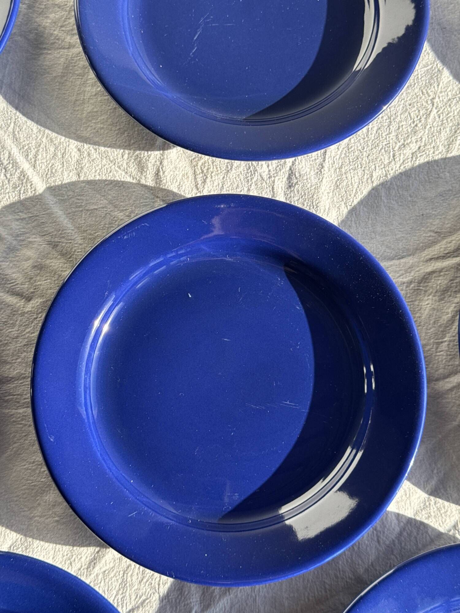 Set of 12 vintage blue ceramic plates D23