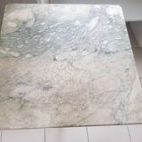 Bistro table with cast iron and white marble legs