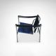 LC1 blue and black ponyskin armchair by Le Corbusier et al for Cassina 1990