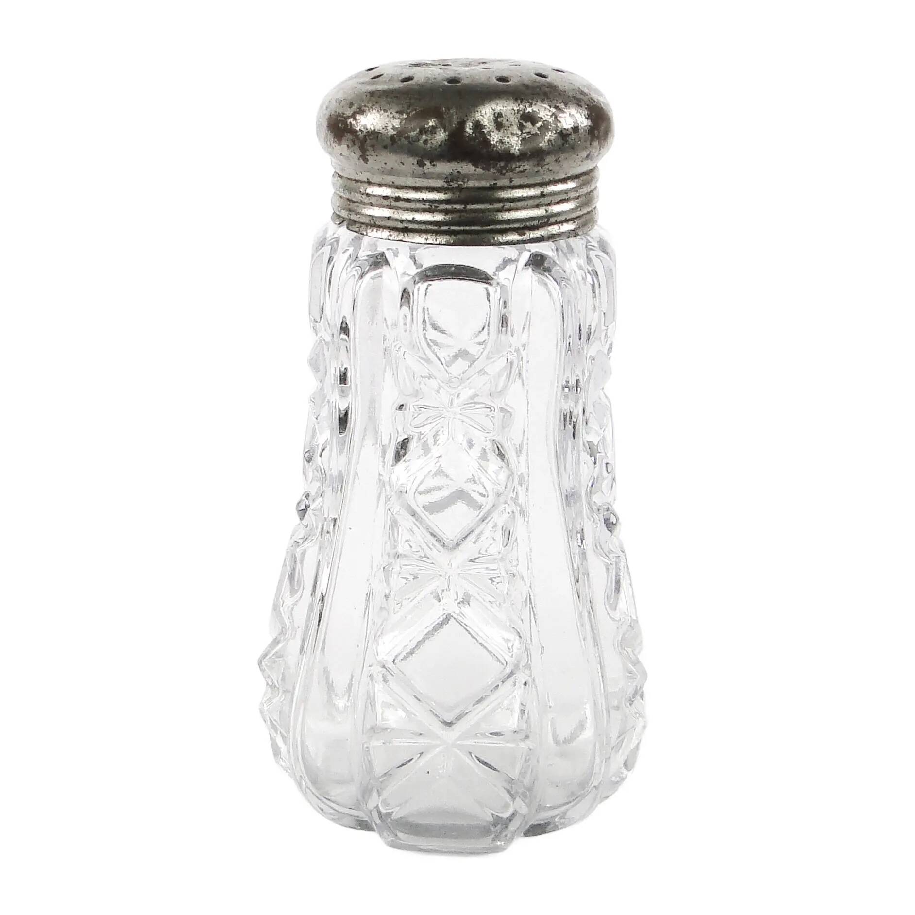 Bol à sucre en poudre Art Déco, en verre, laiton argenté, Royaume-Uni, années 1950