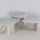 Ensemble de 3 tables d'appoint en marbre en forme de goutte d'eau, table basse vintage.