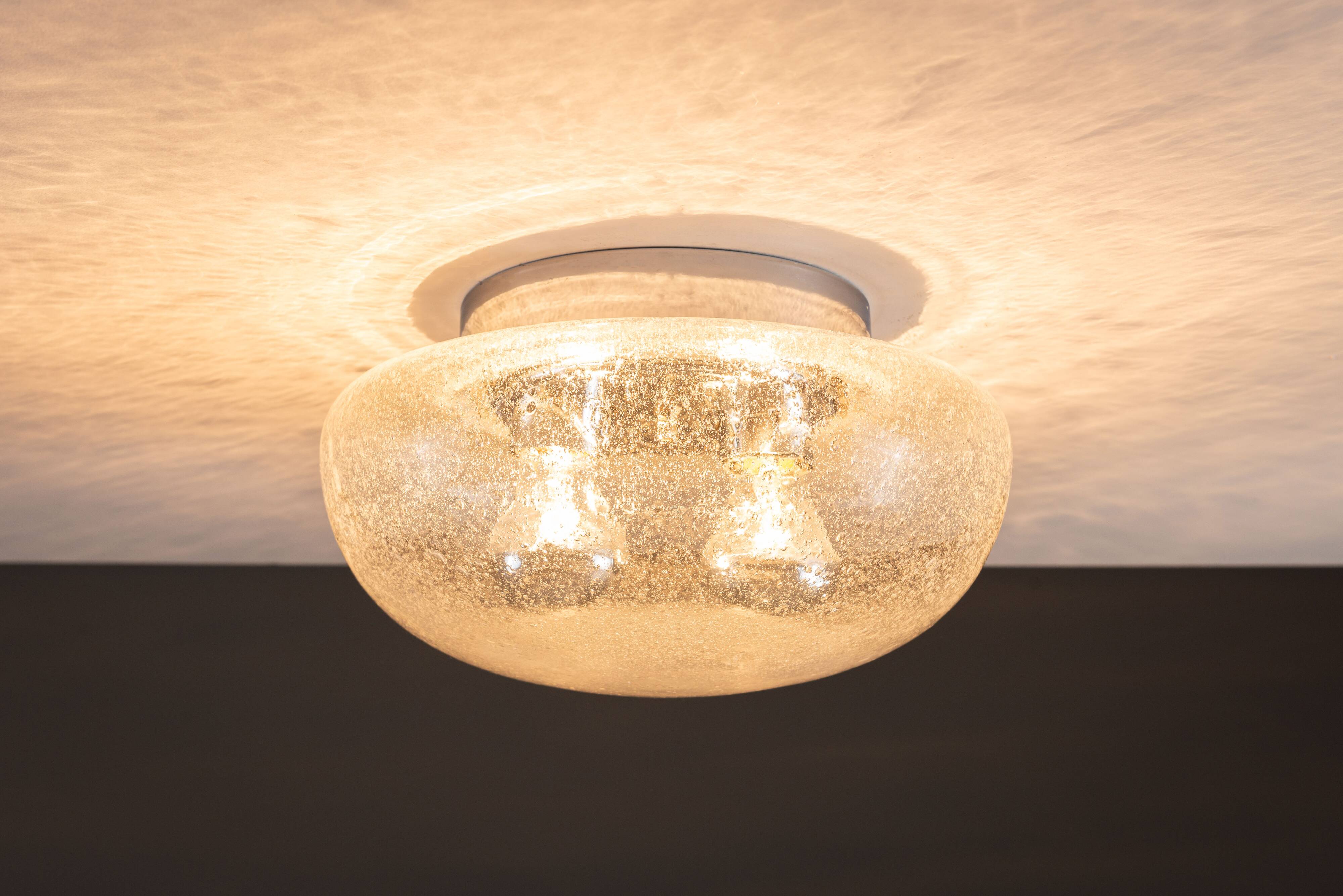 Bubble glass and chrome ceiling lamp
