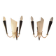 Pair of lunel mid century wall sconces, perspex texture, brass, gold, black