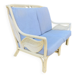 2 seater white rattan sofa