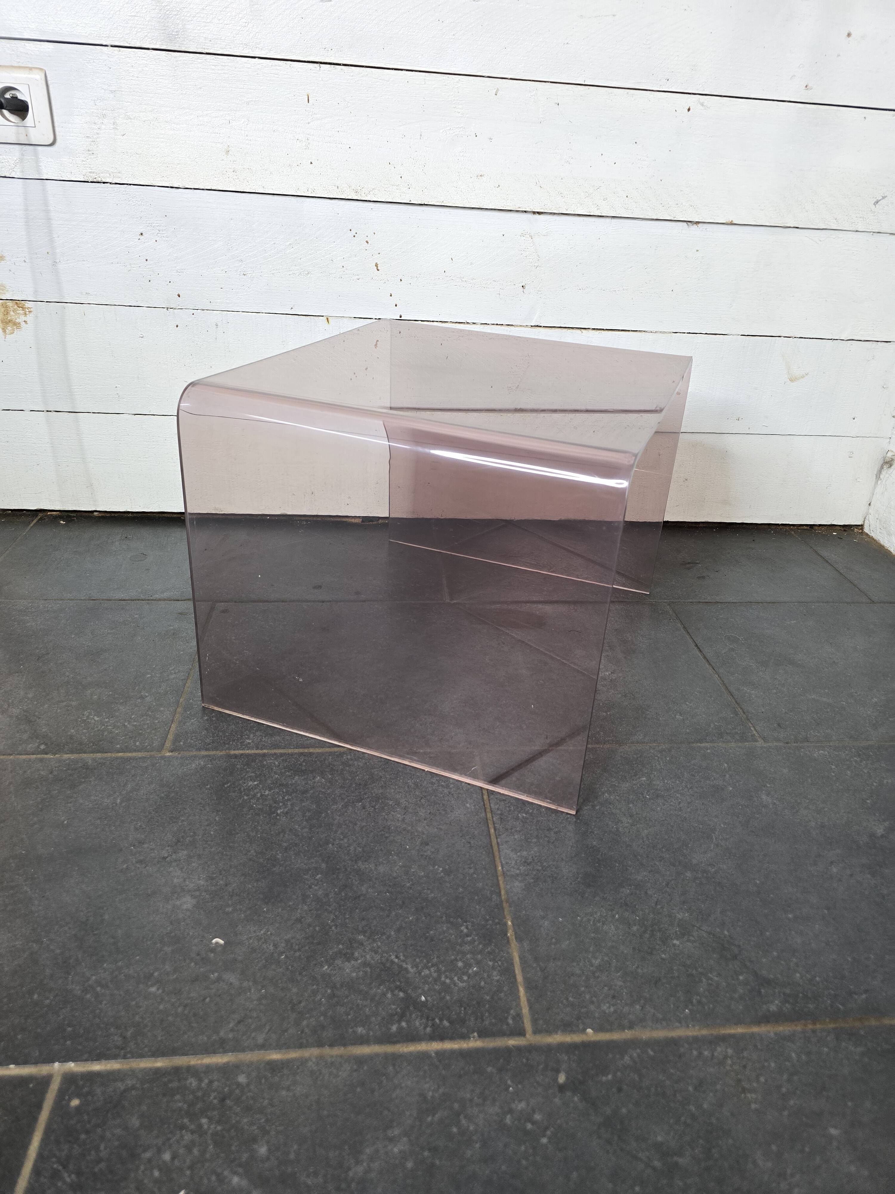 Smoked plexiglass side table from the 70s