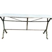 Double cast iron and marble bistro table signed Rieux Lyon 1900