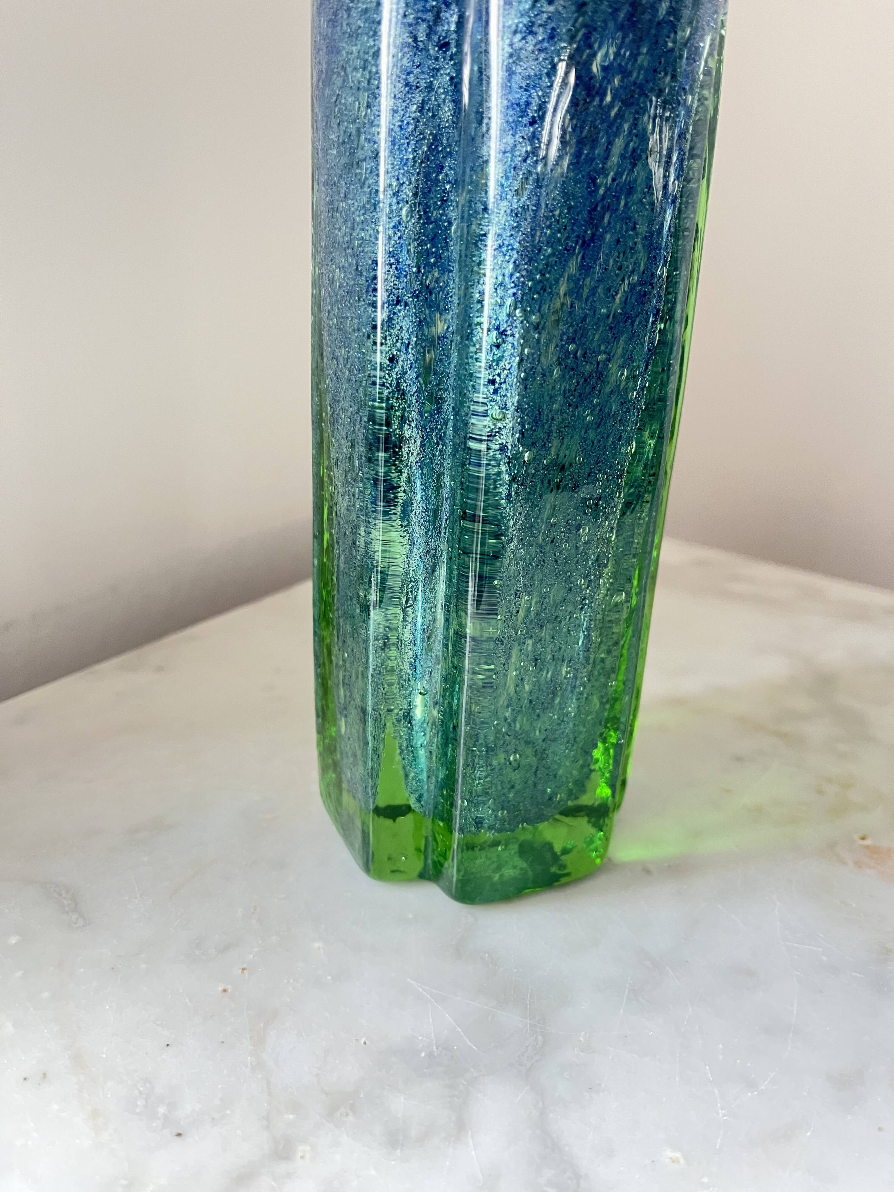 Vase vintage scandinave bleu et vert de Benny Motzfeldt pour Randsfjord