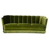 1940s art deco green velvet banana sofa, Denmark