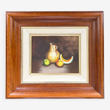 Tableau nature morte pichet et fruits