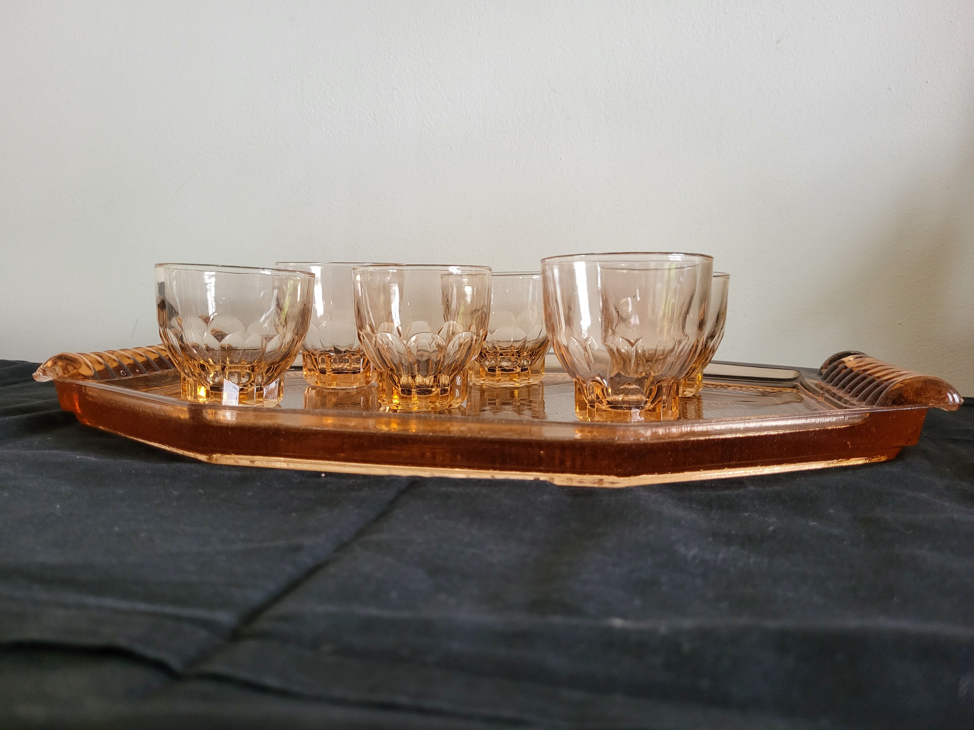 Art Deco Pink Glass Coffee Set