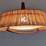 Teak and sisal pendant light from the 50s/60s by Temde Leuchten