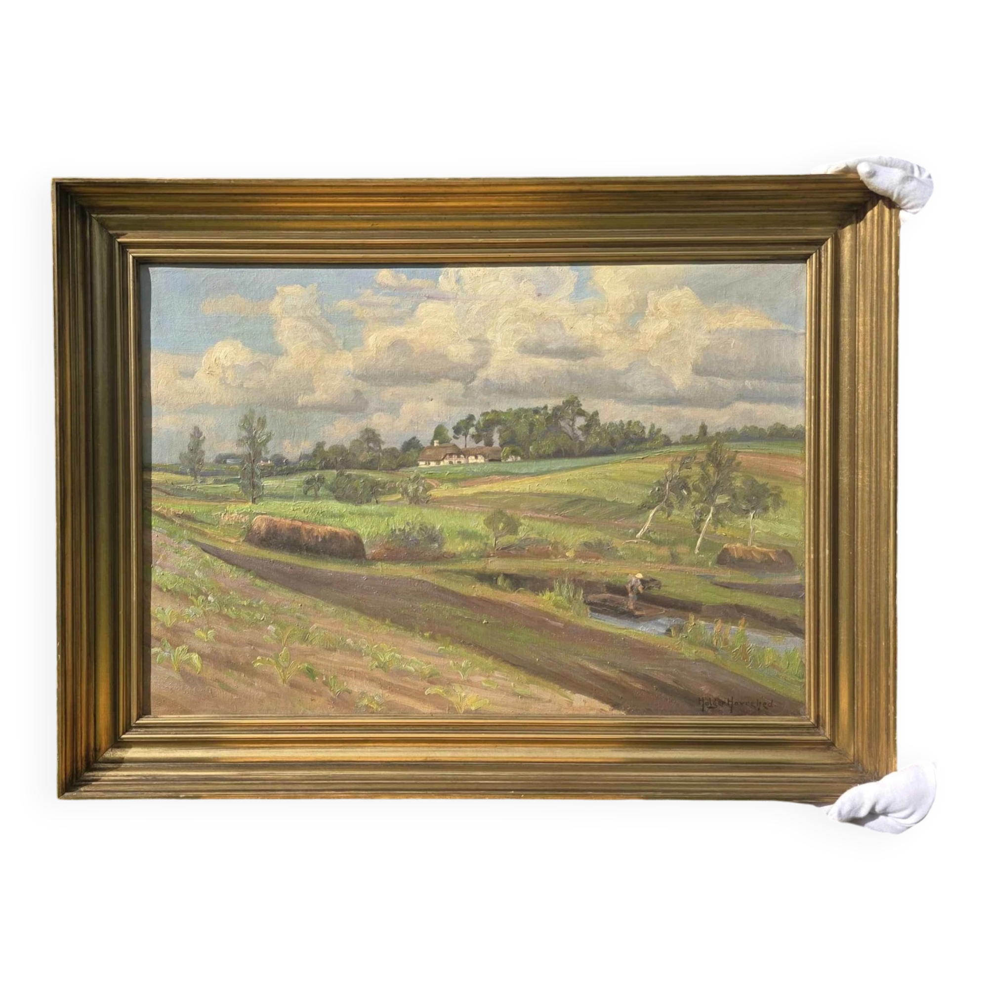 Vintage Impressionist Landscape Oil Painting by Holger Havrehed