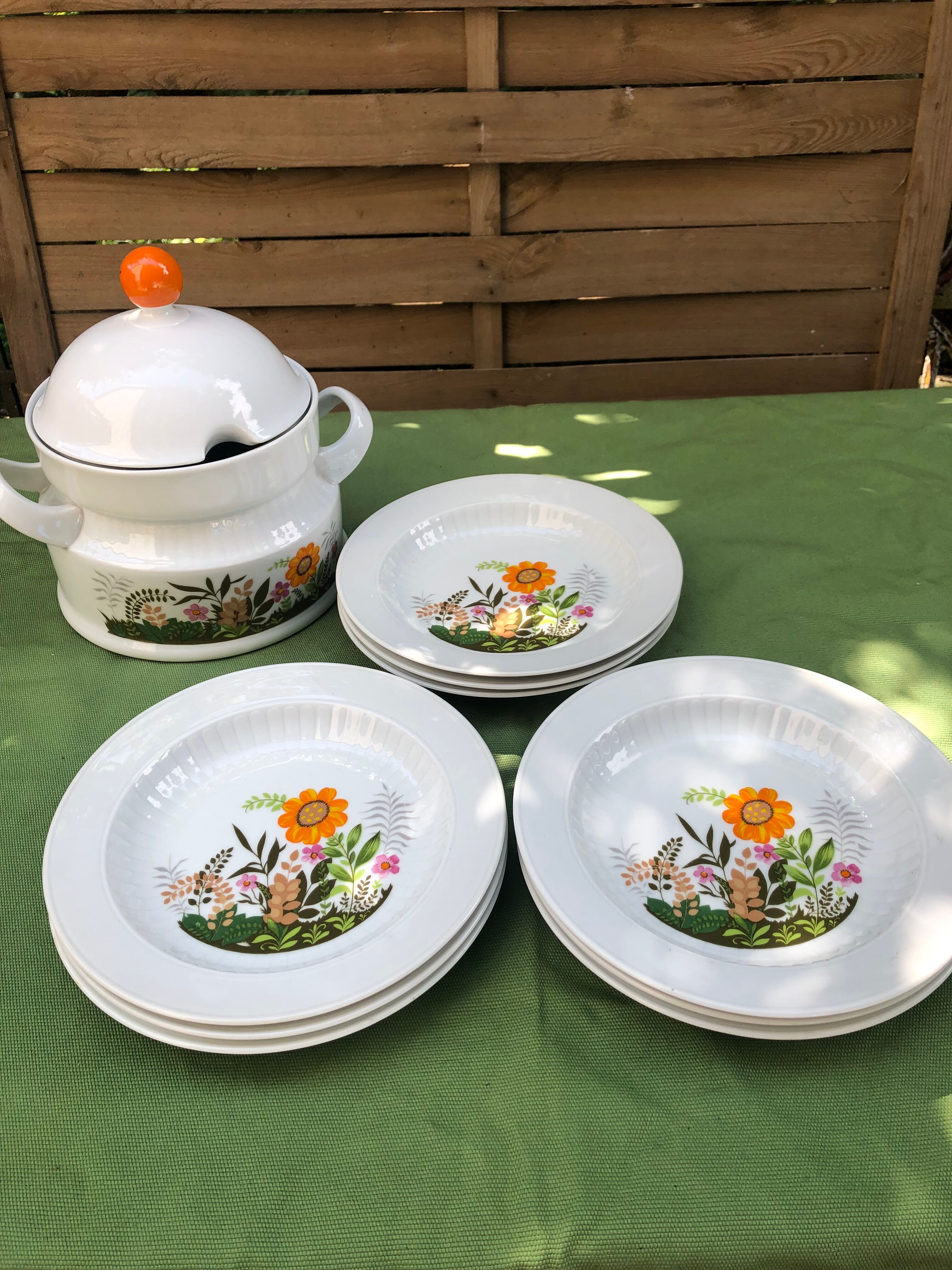 Soup set, tureen and 9 hollow plates 60s Winterling Bavaria
