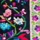Tapis de laine roumaine design floral avec bordure verte sur fond noir 180x153cm