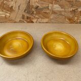 Pair of antique beige ceramic pocket trays made in france vintage