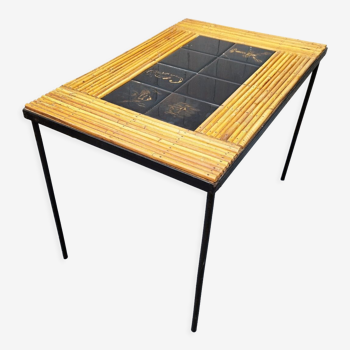 Ceramic rattan coffee table design 50's vintage
