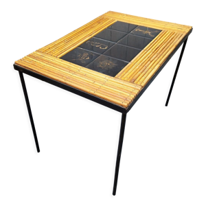 Table basse rotin céramique - design