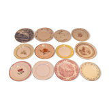 Set of 12 different flat plates