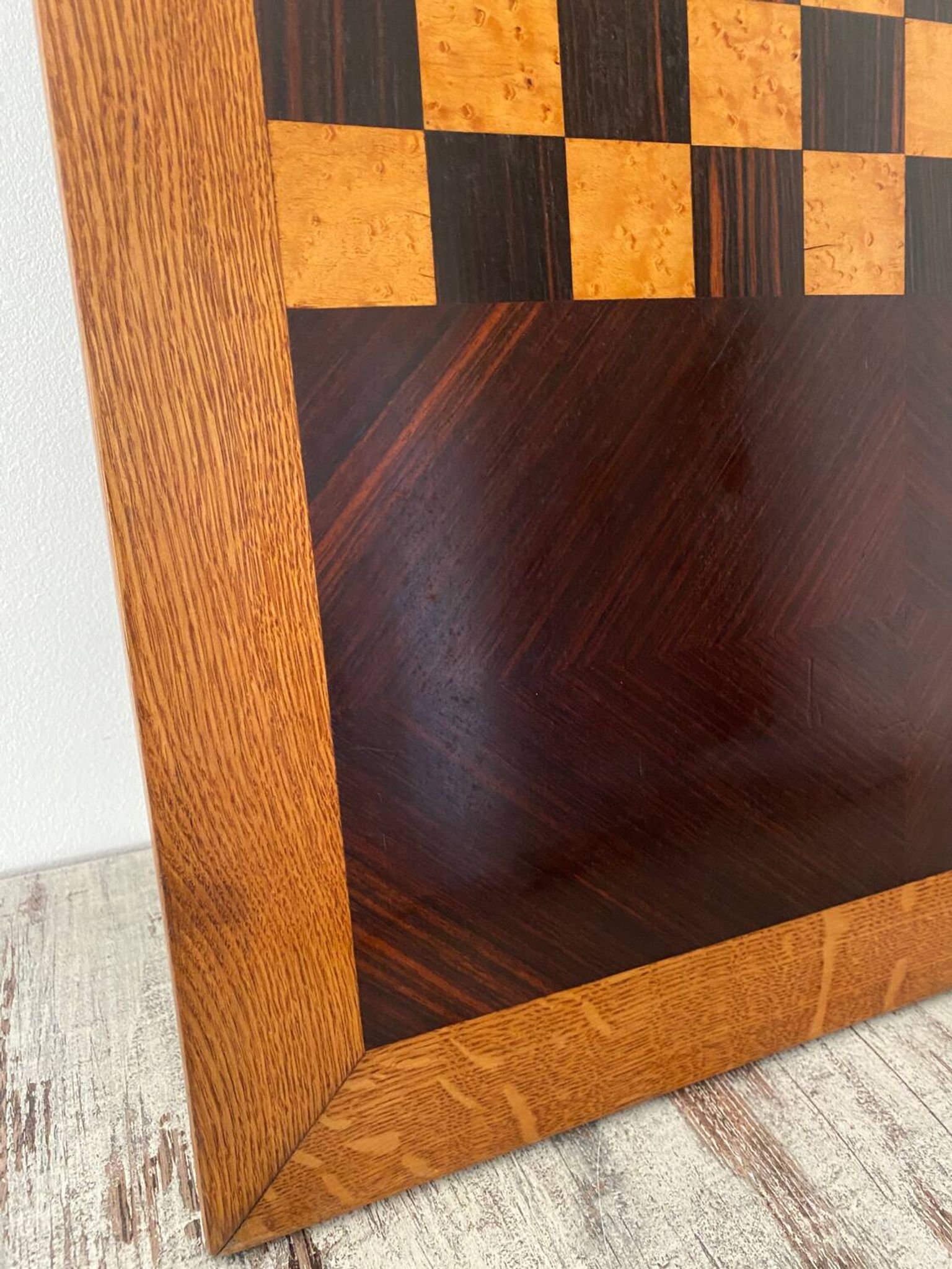 Grand plateau vintage de jeu de dame en bois