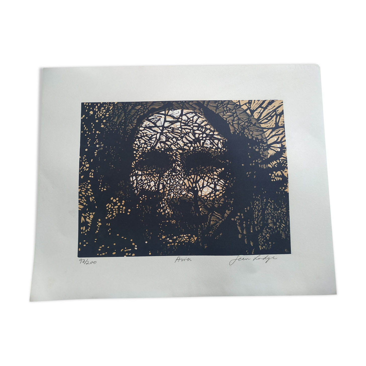 Original woodcut 97/200 | Jean Lodge | Winter | Christ | Jesus