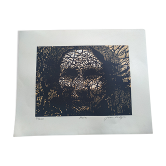 Original woodcut 97/200 | Jean Lodge | Winter | Christ | Jesus