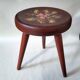 Vintage Painted Wooden Tripod Stool