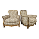 20th Century Italian Baroque Style Bergère Armchairs in Carved and Gilded W
