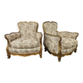 20th Century Italian Baroque Style Bergère Armchairs in Carved and Gilded W