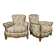 20th Century Italian Baroque Style Bergère Armchairs in Carved and Gilded W