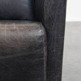 Black Cowhide Leather Aviator Armchair
