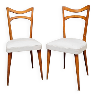 paire de chaises bistrot vintage bois et simili cuir