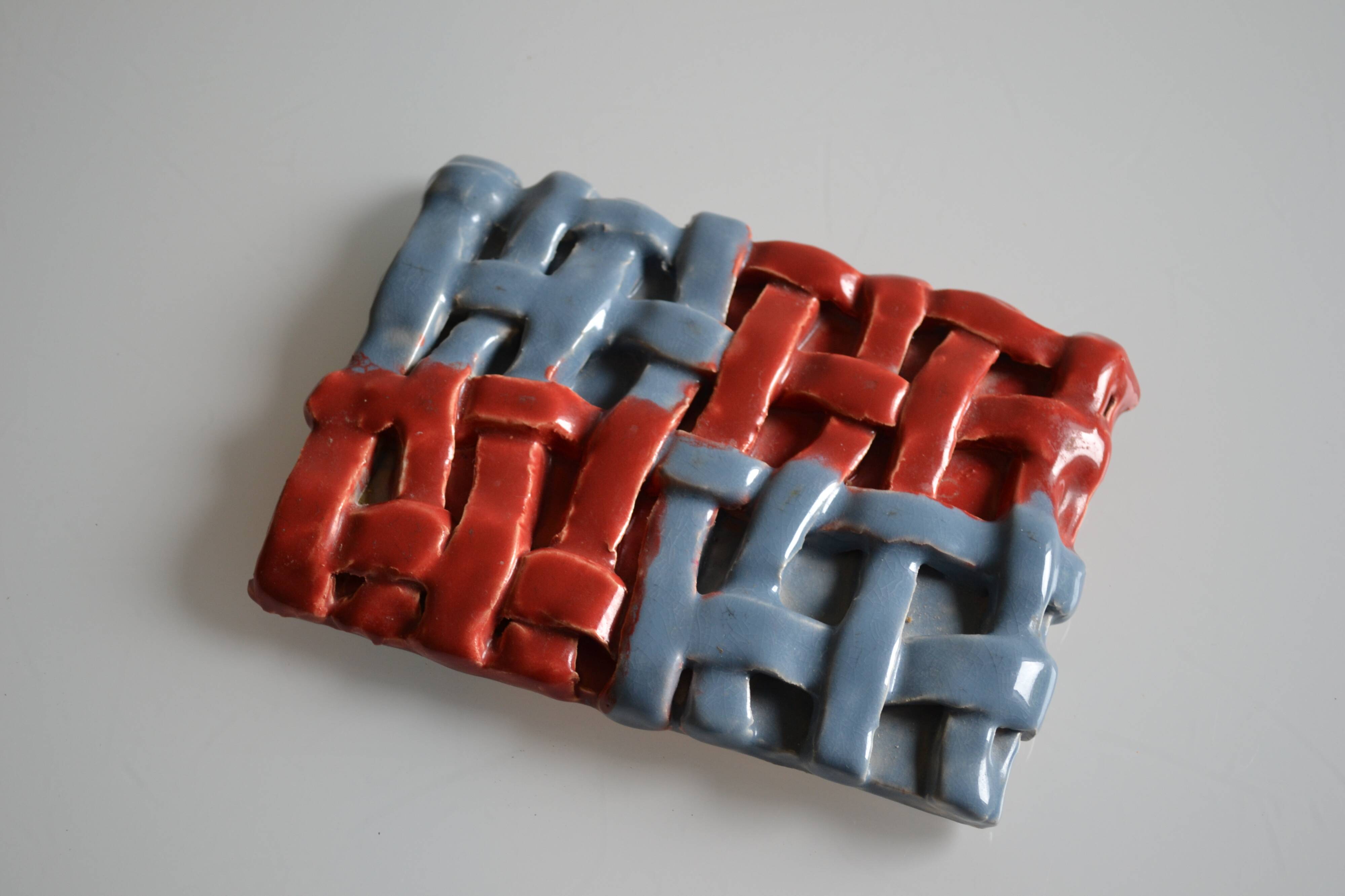 Vintage 1970 woven ceramic rest or trivet