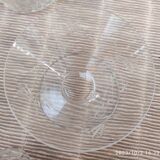 Carafe set, 5 small digestive glasses and 2 leaf-patterned cup glasses.