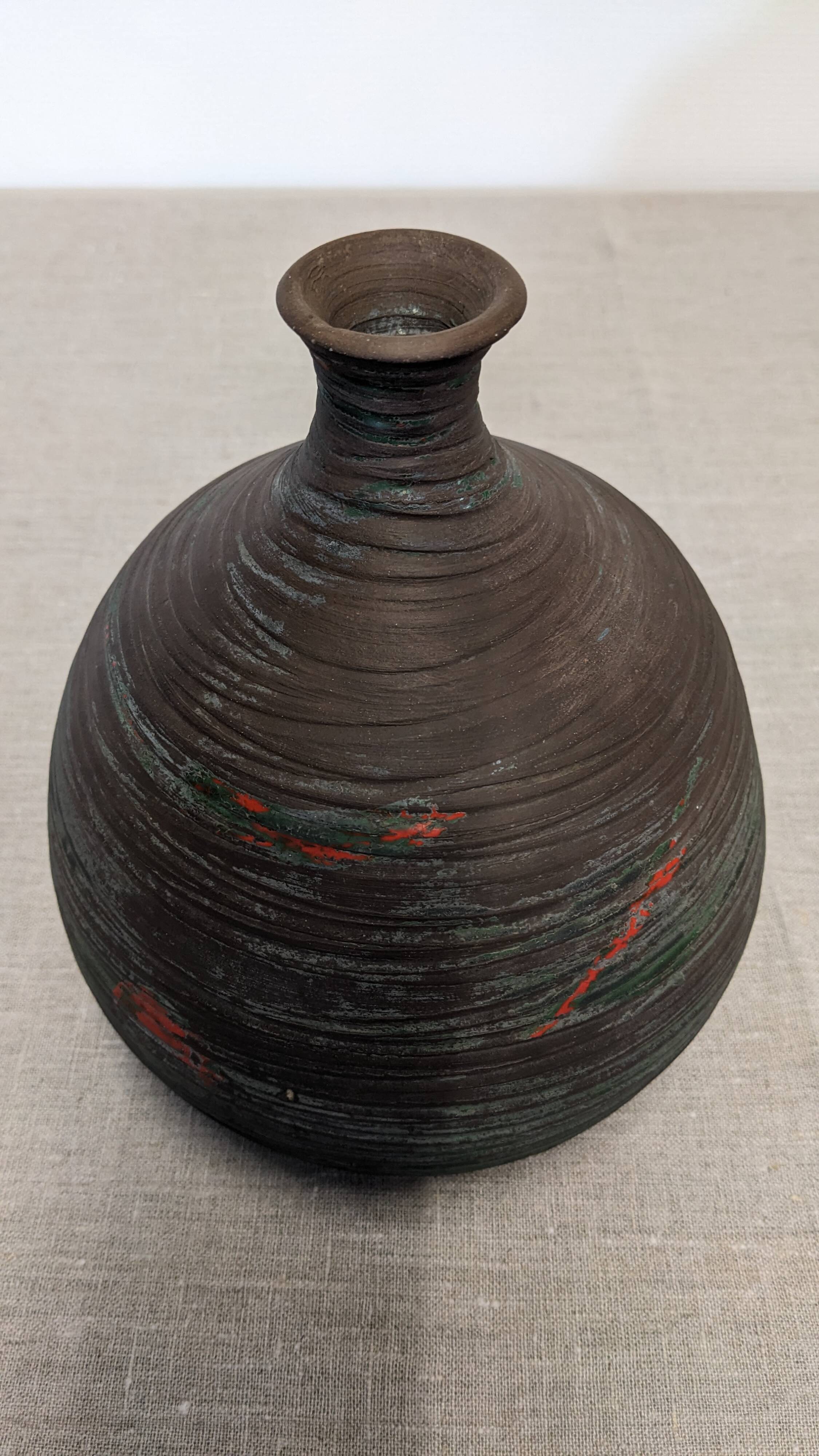 Vase boule Accolay en grès émaillé des années 50/60