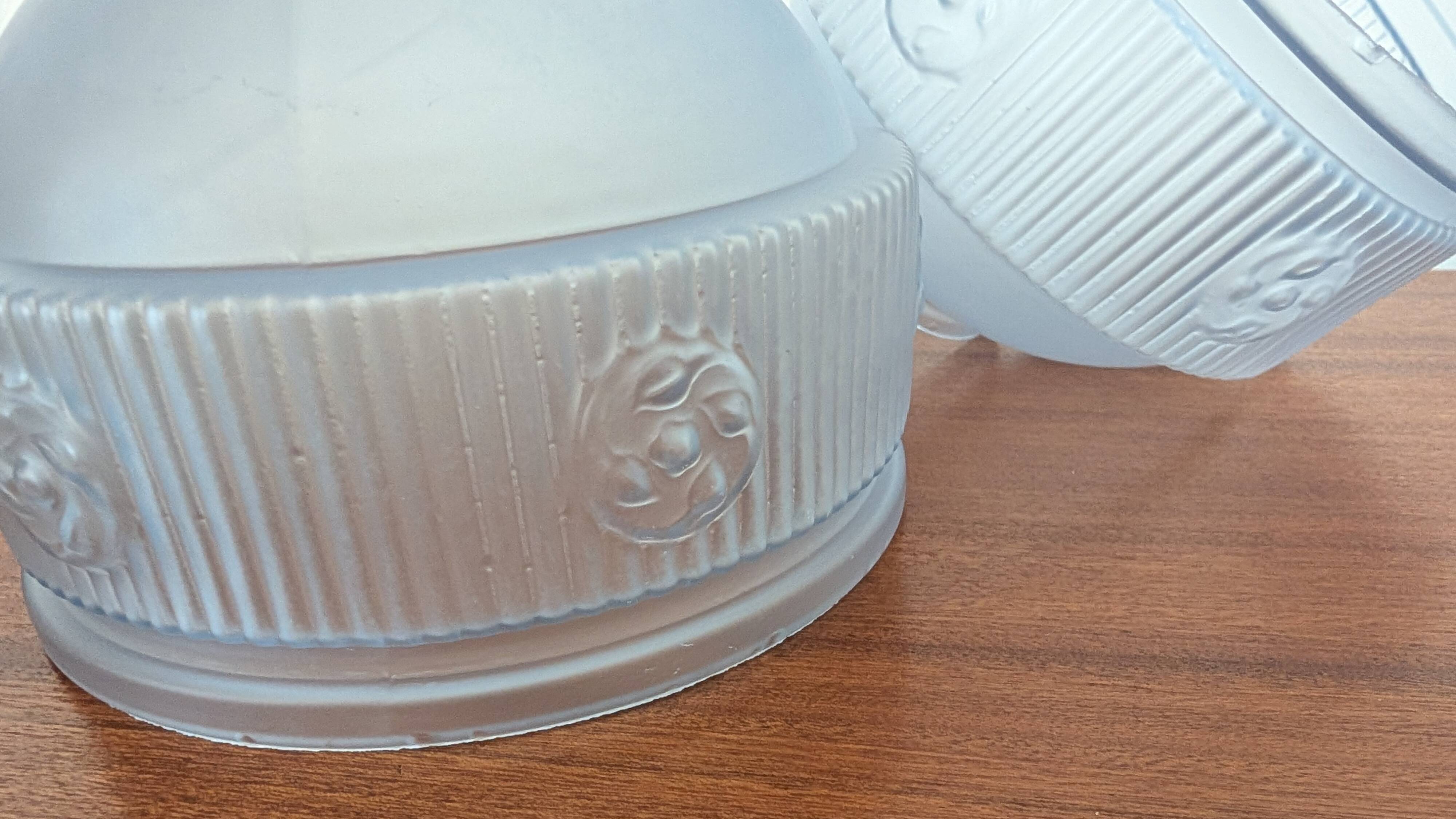 Pair of Art Deco lampshades in frosted blue glass