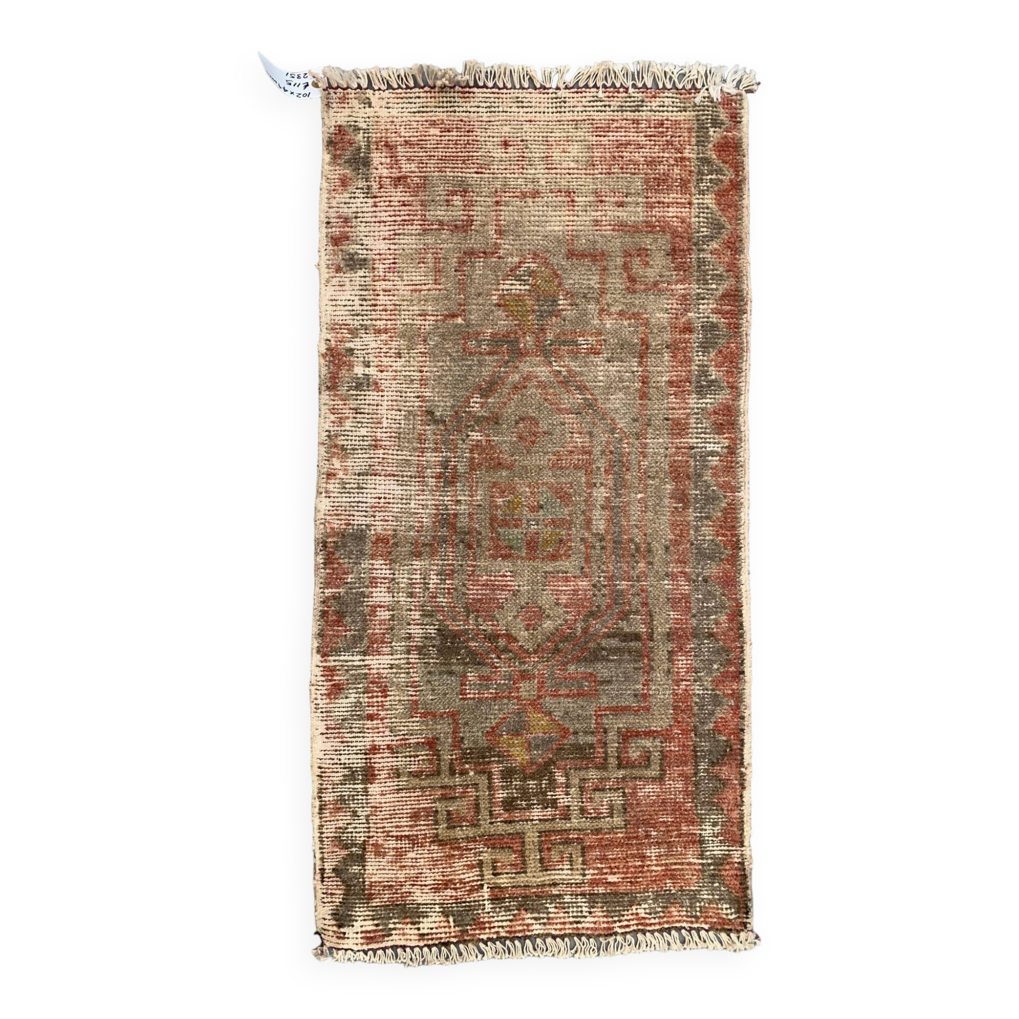 Small Vintage Turkish Rug 102x49 cm, Short Runner, Tribal, Shabby, Mini Carpet