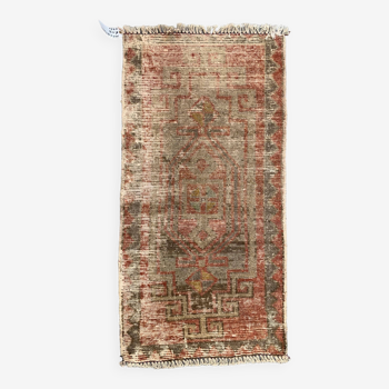 Small Vintage Turkish Rug 102x49 cm, Short Runner, Tribal, Shabby, Mini Carpet