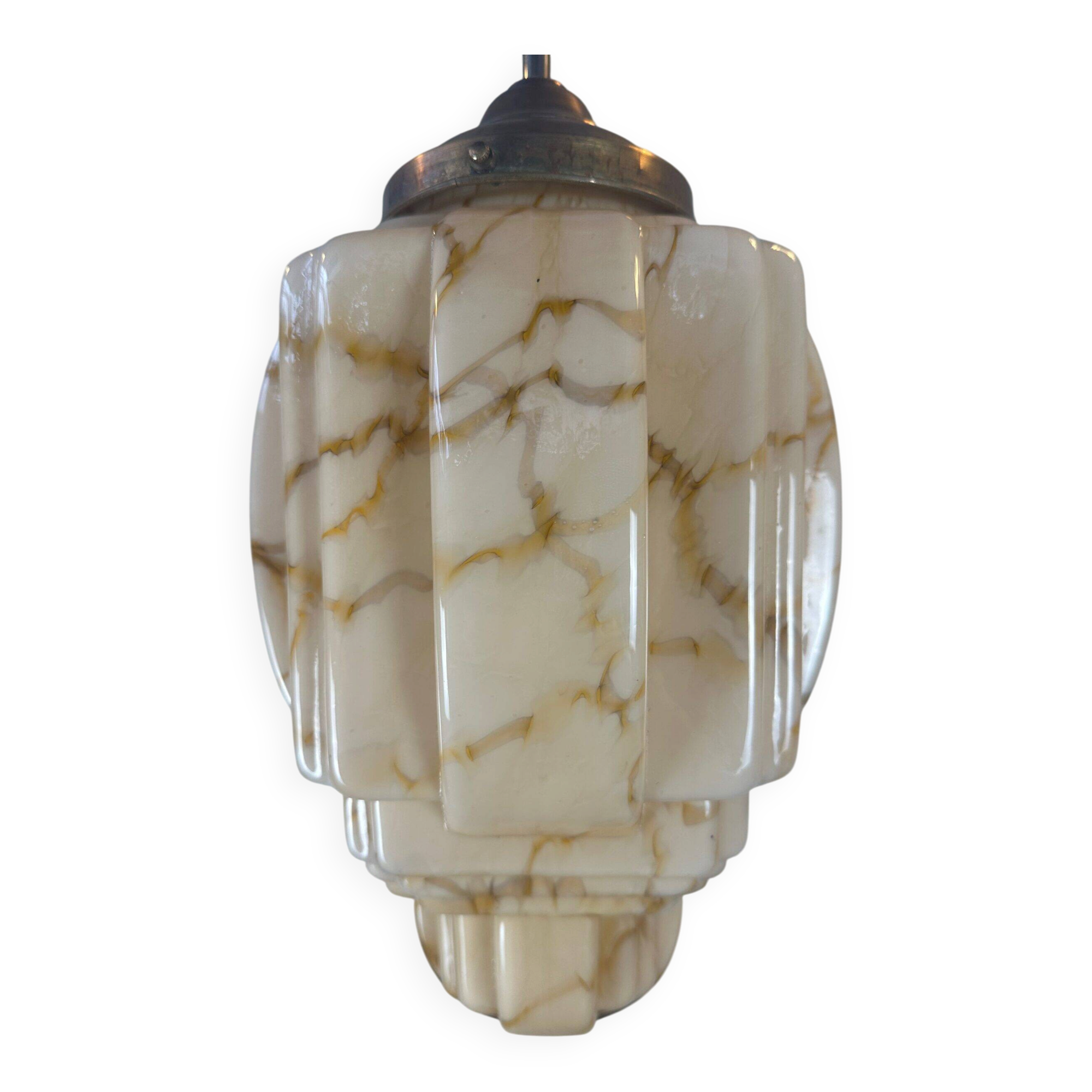 Suspension art déco – opaline marbrée
