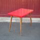 Vintage bistro table wooden table and red formica feet compass, kitchen, countryside