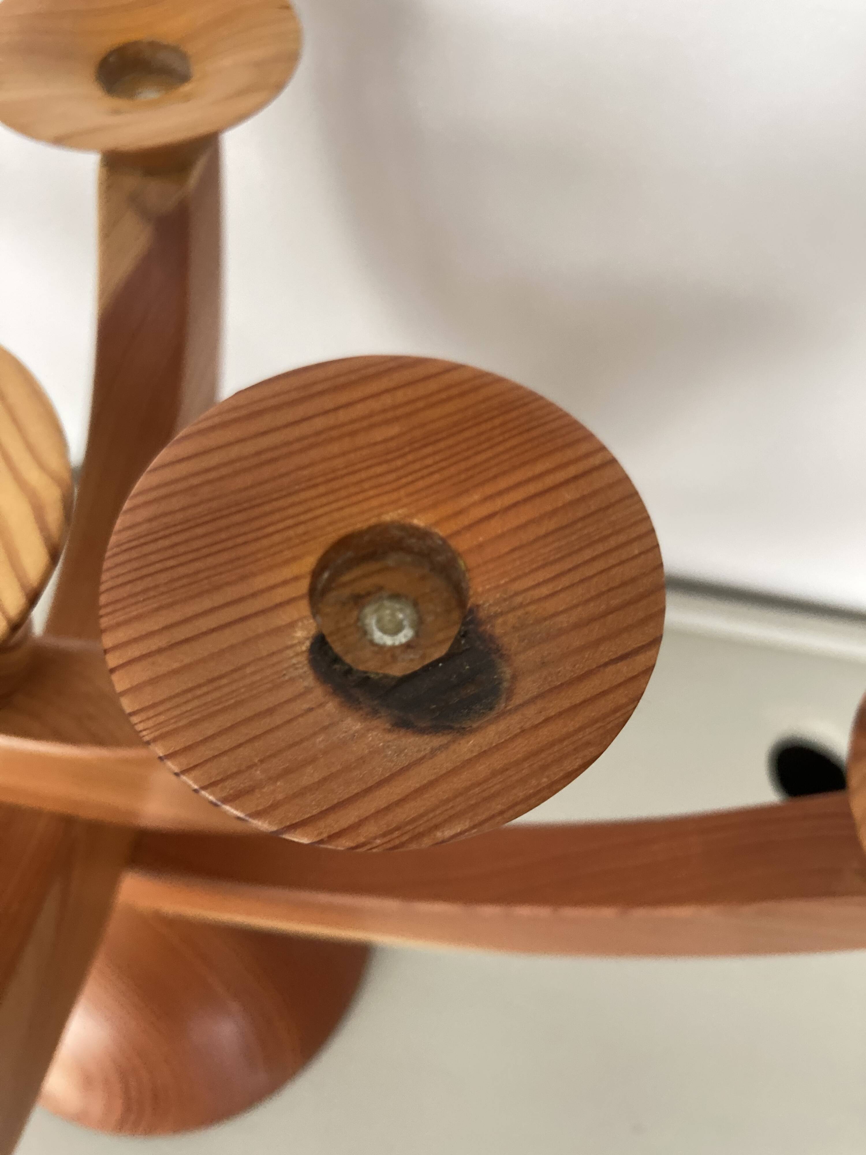 Large Swedish folding candle holder solid wood
