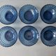 6 blue glass bowls from the 70s