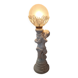 Cherub lamp terracotta Léo Pagliai vintage 51 cm