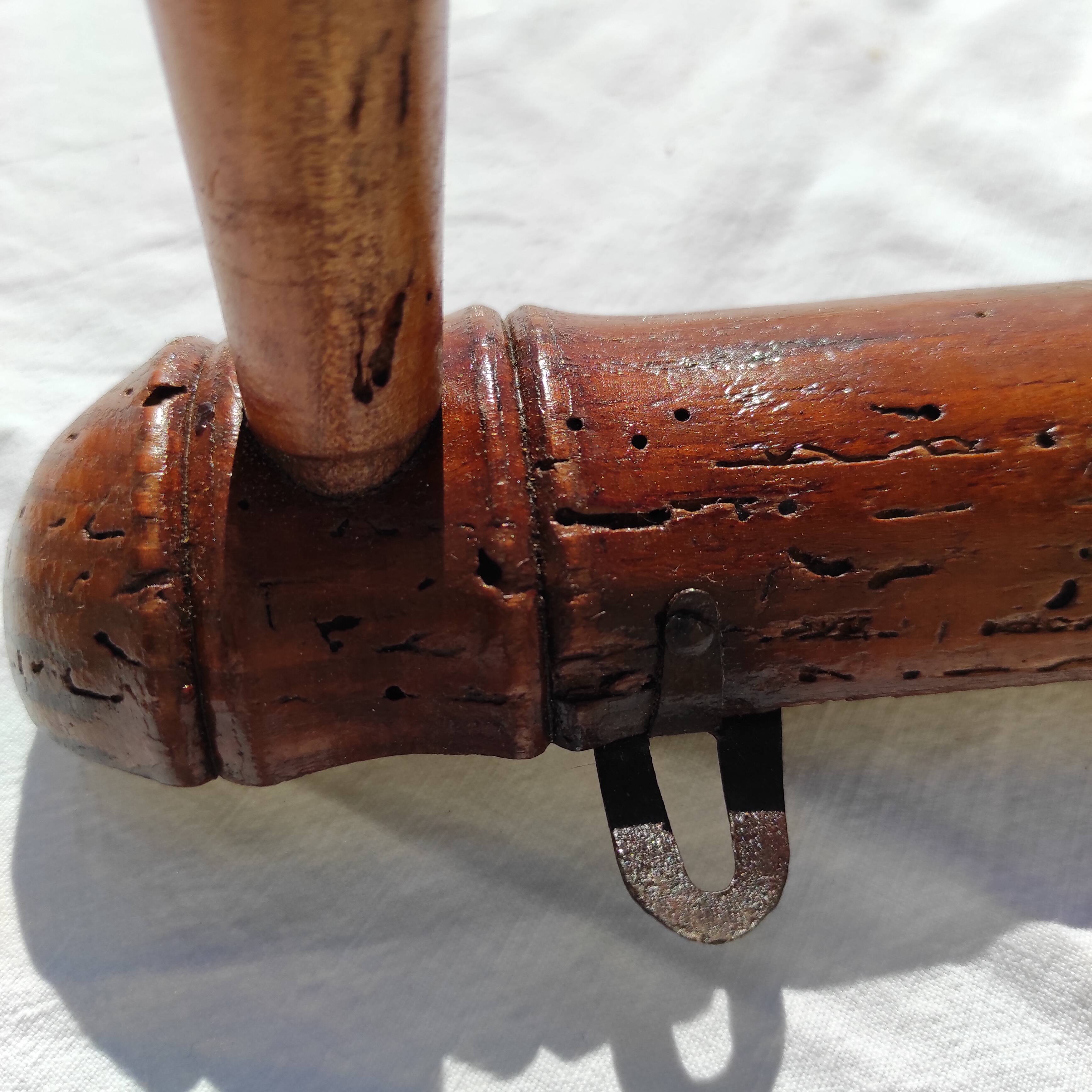 Coat rack 4 old wooden hooks bamboo style around 1900/1930