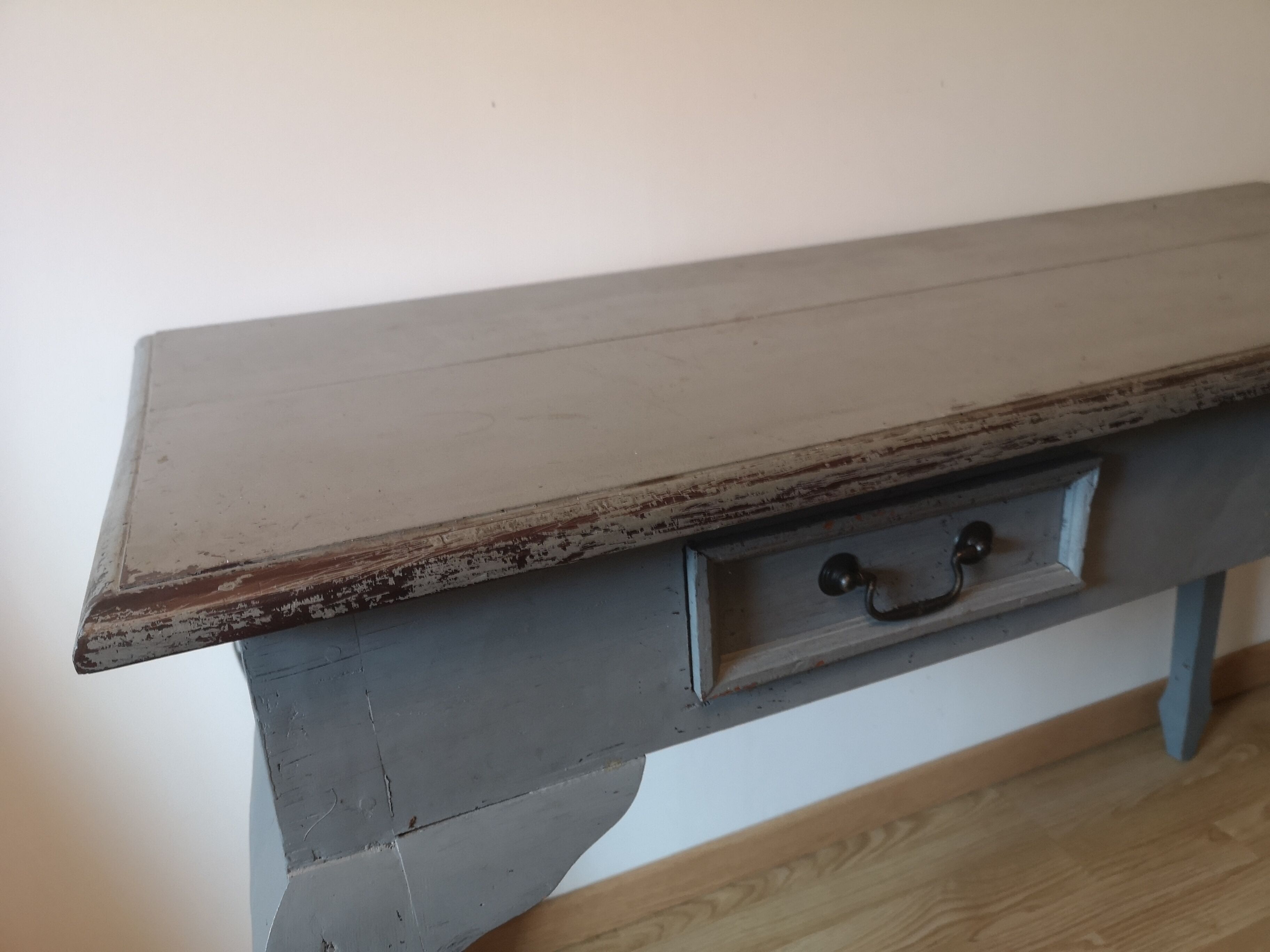 Console en teck vintage grise