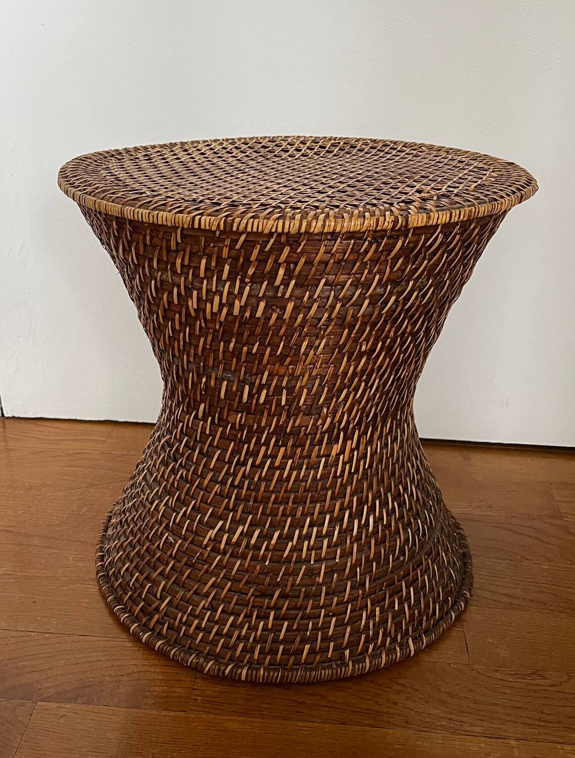 Rattan and cane side table