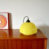 Suspension en opaline jaune mushroom design années 60-70